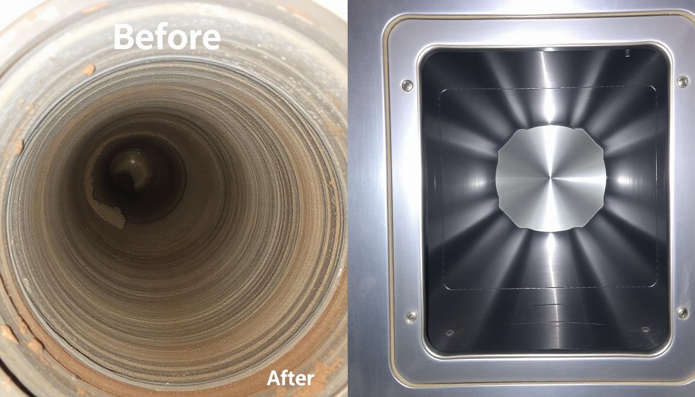 Before and after air duct cleaning comparison